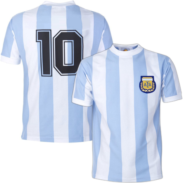 Argentina Retro Football Shirt WC 1986 + Number 10