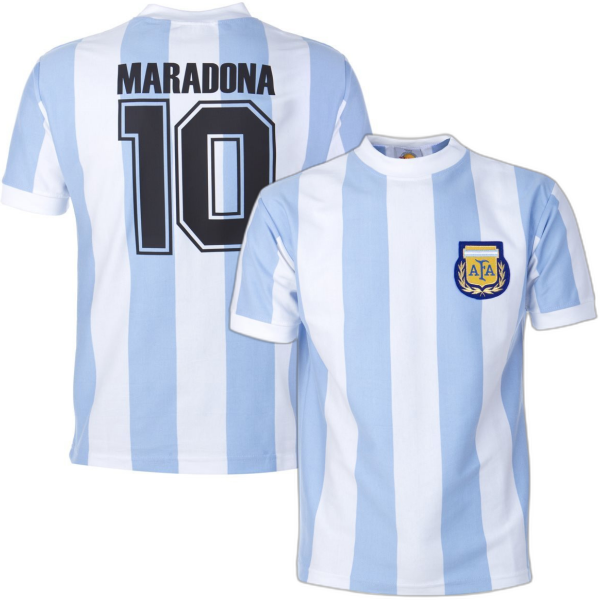 Argentina Retro Football Shirt WC 1986 + Maradona 10