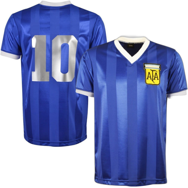 Argentina Retro Football Away Shirt WC 1986 + Number 10 (Maradona)