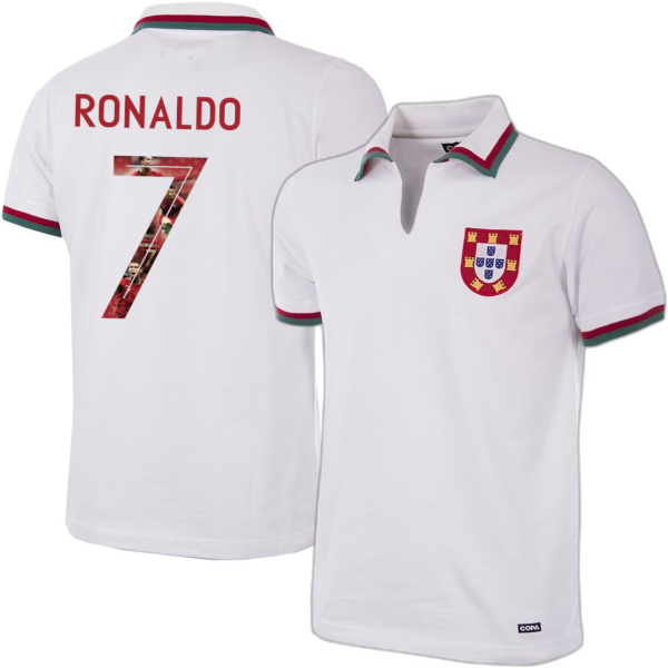 COPA Football - Portugal retro Footbaal Shirt Away 1972 + Ronaldo 7 (Photo Style)