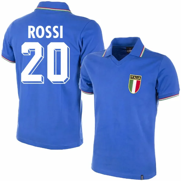 Image de Maillot rétro Italie Coupe du Monde 1982 + Rossi 20